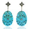 SOLD OUT! - (NEW) BELLA COUTURE RUNWAY HAUTE COUTURE 1.09 CT DIAMOND CARVED TURQUOISE DANGLE DROP EARRINGS in 18K Gold