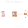 (NEW) BELLA COUTURE MILA Gorgeous Oval Pink Morganite 14k Rose Gold Scroll Setting Petite Earrings (6MM x 4MM)