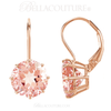 (NEW) Bella Couture Fine Gorgeous Brilliant Cut 7CT Pink Morganite 14k Rose Gold Lever Back Earrings (10MM)