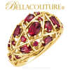 (NEW) Bella Couture Fine Gorgeous Brilliant Nested Rhodolite Garnet 14k Yellow Gold Ring