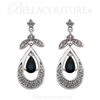 SOLD OUT! (NEW) BELLA COUTURE ® FINE 1/4 CT DIAMOND GENUINE SAPPHIRE DANGLE DROP EARRINGS in 14K White Gold