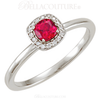 (NEW) BELLA COUTURE Le ROSA Fine Gorgeous Ruby Pave' Diamond 14k White Gold Ring