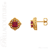 (NEW) BELLA COUTURE CHERISH Fine Elegant Antique Cut Ruby Diamond 14k Yellow Gold Post Back Earrings