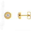 (NEW) BELLA COUTURE SOHO Gorgeous Etruscan Beaded Fine 1/4 CT Diamond 14K Yellow Gold Post Earrings