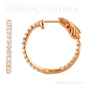 (NEW) BELLA COUTURE FLORA Collection Gorgeous Fine Brilliant 3/4CT Pave' Diamond Inside/Out 14K Rose Gold Hoop Lever Back  Earrings