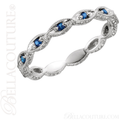 (NEW) BELLA COUTURE FINE GORGEOUS ANTIQUE STYLE GENUINE BLUE SAPPHIRE GEMSTONE 14K WHITE GOLD STACKABLE ANNIVERSARY ETERNITY RING BAND (1/8 CT. TW.)