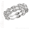 (NEW) BELLA COUTURE FINE GORGEOUS ANTIQUE STYLE GENUINE BLUE SAPPHIRE GEMSTONE 14K WHITE GOLD STACKABLE ANNIVERSARY ETERNITY RING BAND (1/8 CT. TW.)