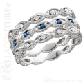 (NEW) BELLA COUTURE FINE GORGEOUS ANTIQUE STYLE GENUINE BLUE SAPPHIRE GEMSTONE 14K WHITE GOLD STACKABLE ANNIVERSARY ETERNITY RING BAND (1/8 CT. TW.)