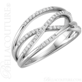 (NEW) BELLA COUTURE VIOLA Fine Elegant Diamond Organic Woven Criss Cross 14K White Gold Ring