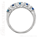 (NEW) BELLA COUTURE CASCADE FINE GENUINE BLUE SAPPHIRE GEMSTONE DIAMOND 14K WHITE GOLD ANNIVERSARY RING