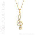 (NEW) BELLA COUTURE Fine Petite Treble Clef Diamond 14K Rose Gold Pendant Necklace (16" in Length) (1/4 CT. TW.)