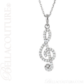 (NEW) BELLA COUTURE Fine Petite Treble Clef Diamond 14K Rose Gold Pendant Necklace (16" in Length) (1/4 CT. TW.)