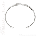 (NEW) BELLA COUTURE FINE ELEGANT SCULPTED LEAF PAVE' DIAMOND 14K WHITE GOLD CUFF BRACELET (ADJUSTABLE)