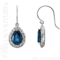 (NEW) BELLA COUTURE La VICTORIA FINE GORGEOUS GENUINE LONDON BLUE TOPAZ SCROLLING PENDANT NECKLACE (18" Inches)