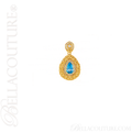 (NEW) BELLA COUTURE La VICTORIA FINE GORGEOUS GENUINE SWISS BLUE TOPAZ DIAMOND 14K YELLOW GOLD SCROLLING PENDANT (1/2 CT. TW.)