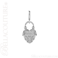 (NEW) BELLA COUTURE Fine 14K Solid White Gold Scrolling Antique Victorian Inspired Heart Charm (20MM H x 12.9MM W x 3.4MM D)