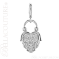 (NEW) BELLA COUTURE Fine 14K Solid White Gold Scrolling Antique Victorian Inspired Heart Charm (20MM H x 12.9MM W x 3.4MM D)