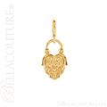 (NEW) BELLA COUTURE Fine 14K Solid Yellow Gold Scrolling Antique Victorian Inspired Heart Charm (20MM H x 12.9MM W x 3.4MM D)