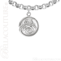 (NEW) BELLA COUTURE Fine Elegant 14K Solid White Gold Scroll Dangle Drop Circle Charm (14MM H x 11MM W x 4.5MM D)