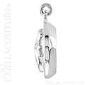 (NEW) BELLA COUTURE Fine Elegant 14K Solid White Gold Scroll Dangle Drop Circle Charm (14MM H x 11MM W x 4.5MM D)