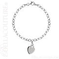 (NEW) BELLA COUTURE Fine Sterling Silver Gold Heart Rolo Chain Charm Bracelet (7.5" Inch - Adjustable)