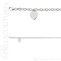 (NEW) BELLA COUTURE Fine Sterling Silver Gold Heart Rolo Chain Charm Bracelet (7.5" Inch - Adjustable)