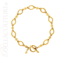 (NEW) BELLA COUTURE ETRUSCAN COLLECTION Fine 14K Solid Yellow Gold Chain Toggle Dangle Drop Accent Bracelet