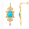 (NEW) BELLA COUTURE ETRUSCAN COLLECTION FINE TURQUOISE DIAMOND 14K YELLOW GOLD NECKLACE (18" Inches)