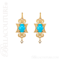 (NEW) BELLA COUTURE ETRUSCAN COLLECTION FINE TURQUOISE DIAMOND 14K YELLOW GOLD NECKLACE (18" Inches)