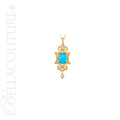(NEW) BELLA COUTURE ETRUSCAN COLLECTION FINE TURQUOISE DIAMOND 14K YELLOW GOLD NECKLACE (18" Inches)