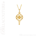 (NEW) BELLA COUTURE ETRUSCAN COLLECTION Fine 14K Solid Yellow Gold Chain Dangle Drop Accent Necklace