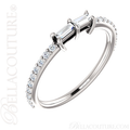 (NEW) BELLA COUTURE BECCA Fine Elegant Modern Double Baguette Single Diamond 14K White Gold Ring (1/3 CT. TW.)