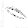 (NEW) BELLA COUTURE BECCA Fine Elegant Modern Double Baguette Single Diamond 14K White Gold Ring (1/3 CT. TW.)