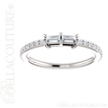 (NEW) BELLA COUTURE BECCA Fine Elegant Modern Double Baguette Single Diamond 14K White Gold Ring (1/3 CT. TW.)