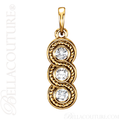 (NEW) BELLA COUTURE FINE ELEGANT THREE STONE DIAMOND 14K YELLOW GOLD DANGLE DROP PENDANT NECKLACE (1/3 CT. TW.)