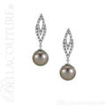 (NEW) BELLA COUTURE CORA Fine Tahitian Cultured Pearl Diamond 14K White Gold Dangle Drop Earrings