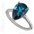 (NEW) BELLA COUTURE Le SORIA FINE GENUINE LONDON BLUE TOPAZ DIAMOND RING 14K WHITE GOLD RING
