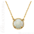 (NEW) BELLA COUTURE OPHELIA FINE GORGEOUS OPAL GEMSTONE DIAMOND 14K YELLOW GOLD PENDANT NECKLACE (16" Inches)