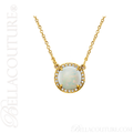 (NEW) BELLA COUTURE OPHELIA FINE GORGEOUS OPAL GEMSTONE DIAMOND 14K YELLOW GOLD PENDANT NECKLACE (16" Inches)