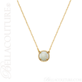 (NEW) BELLA COUTURE OPHELIA FINE GORGEOUS OPAL GEMSTONE DIAMOND 14K YELLOW GOLD PENDANT NECKLACE (16" Inches)