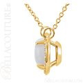 (NEW) BELLA COUTURE OPHELIA FINE GORGEOUS OPAL GEMSTONE DIAMOND 14K YELLOW GOLD PENDANT NECKLACE (16" Inches)
