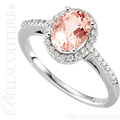 (NEW) BELLA COUTURE BELINNA Gorgeous Pink Morganite Pave' Diamond 14K White Gold Ring (1/5 CT. TW.)