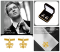 (NEW) BELLA COUTURE® MEN'S FLEUR-DE-LIS Fine 14K Yellow Gold CUFFLINKS I CUFF LINKS