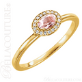 (NEW) BELLA COUTURE BALINA Fine Diamond Genuine Rose Morganite Oval Dainty Gemstone 14K Yellow Gold Ring