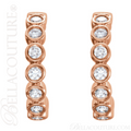 (NEW) BELLA COUTURE  BEILSON Diamond 14K Rose Gold Bezel Set Hoop Earrings (1/3 CT. TW.)
