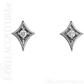 (NEW) BELLA COUTURE La VITA Demure Milgrain Diamond 14K White Gold Stud Earrings (1/2 CT. TW.)