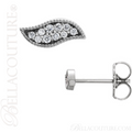 (NEW) BELLA COUTURE La VITA Demure Milgrain Leaf Diamond PLATINUM™ Stud Earrings