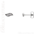 (NEW) BELLA COUTURE La VITA Demure Milgrain Leaf Diamond PLATINUM™ Stud Earrings