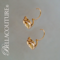 SOLD! - (ANTIQUE) Rare Gorgeous Victorian White Natural Freshwater Cultured Pearl 18K Yellow Gold Etched Heart Earrings c.1838 One of a Kind Fine Jewelry
