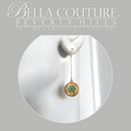 SOLD! (ANTIQUE) RARE VICTORIAN PAVE' TURQUOISE 14K YELLOW DANGLE DROP CHAIN EARRINGS